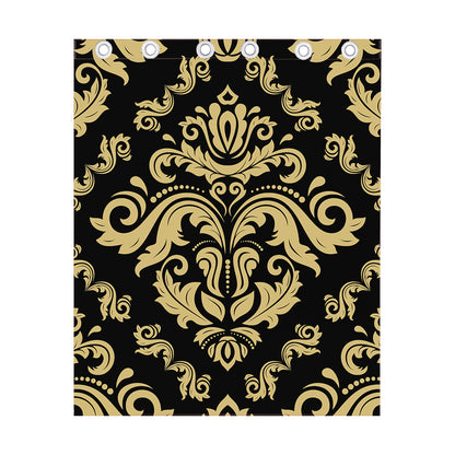 Black And Beige Damask Pattern Print Curtain