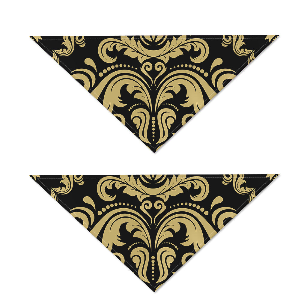 Black And Beige Damask Pattern Print Dog Bandana
