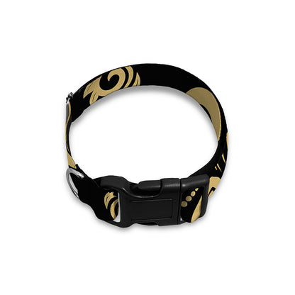 Black And Beige Damask Pattern Print Dog Collar