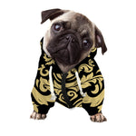 Black And Beige Damask Pattern Print Dog Zip Up Hoodie