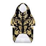 Black And Beige Damask Pattern Print Dog Zip Up Hoodie
