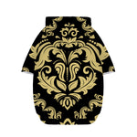 Black And Beige Damask Pattern Print Dog Zip Up Hoodie