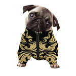 Black And Beige Damask Pattern Print Dog Zip Up Jacket