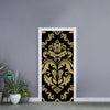 Black And Beige Damask Pattern Print Door Sticker