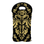 Black And Beige Damask Pattern Print Double Neoprene Wine Tote