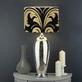 Black And Beige Damask Pattern Print Drum Lamp Shade