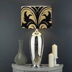 Black And Beige Damask Pattern Print Drum Lamp Shade