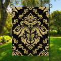 Black And Beige Damask Pattern Print Garden Flag