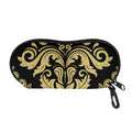 Black And Beige Damask Pattern Print Glasses Case