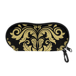 Black And Beige Damask Pattern Print Glasses Case