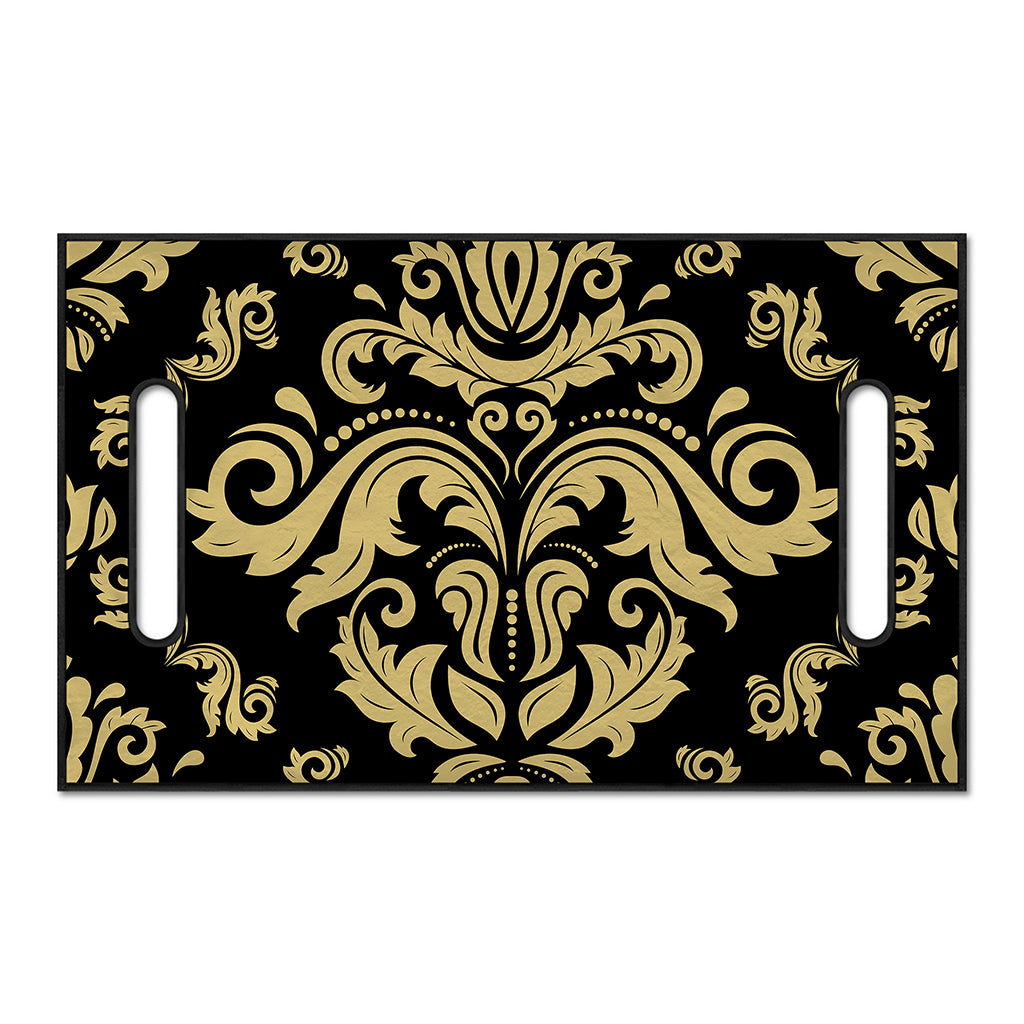 Black And Beige Damask Pattern Print Golf Cart Seat Cover
