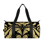 Black And Beige Damask Pattern Print Gym Bag