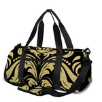 Black And Beige Damask Pattern Print Gym Bag