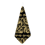 Black And Beige Damask Pattern Print Hand Towel
