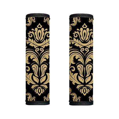 Black And Beige Damask Pattern Print Handle Covers