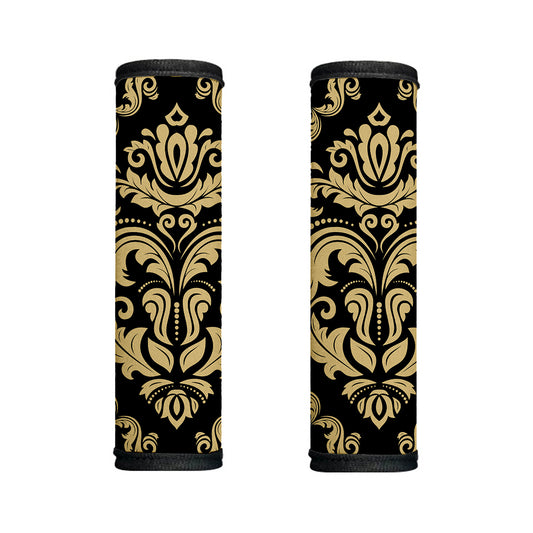 Black And Beige Damask Pattern Print Handle Covers