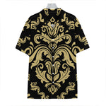 Black And Beige Damask Pattern Print Hawaiian Shirt