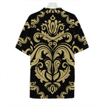 Black And Beige Damask Pattern Print Hawaiian Shirt