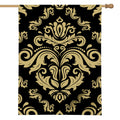 Black And Beige Damask Pattern Print House Flag