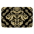 Black And Beige Damask Pattern Print Indoor Door Mat