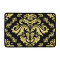 Black And Beige Damask Pattern Print Kitchen Mat