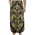 Black And Beige Damask Pattern Print Lantern Pants