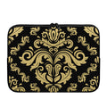 Black And Beige Damask Pattern Print Laptop Sleeve