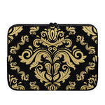Black And Beige Damask Pattern Print Laptop Sleeve