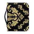 Black And Beige Damask Pattern Print Leather Bible Cover