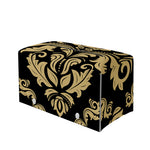 Black And Beige Damask Pattern Print Leather Tissue Box Cover