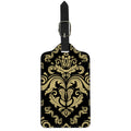 Black And Beige Damask Pattern Print Luggage Tag