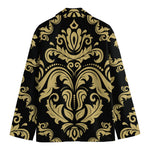 Black And Beige Damask Pattern Print Men's Blazer