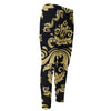 Black And Beige Damask Pattern Print Men's Compression Pants