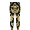 Black And Beige Damask Pattern Print Men's Leggings