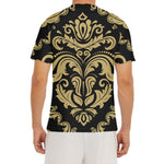 Black And Beige Damask Pattern Print Men's Short Sleeve Rash Guard