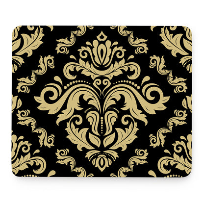 Black And Beige Damask Pattern Print Mouse Pad