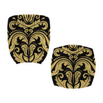 Black And Beige Damask Pattern Print Office Chair Cover
