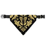 Black And Beige Damask Pattern Print Over The Collar Dog Bandana