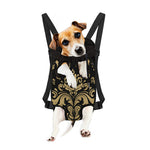 Black And Beige Damask Pattern Print Pet Carrier Backpack