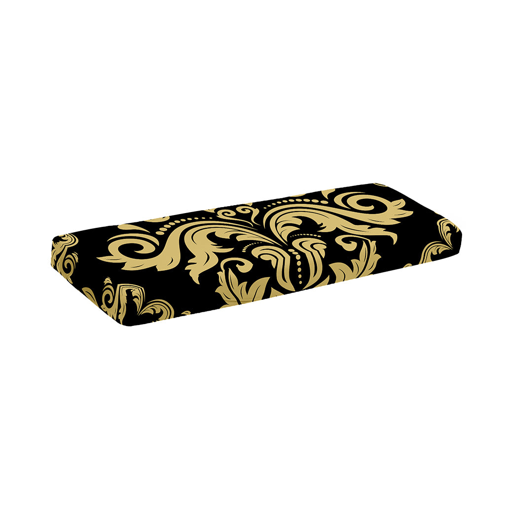 Black And Beige Damask Pattern Print Piano Keyboard Cover