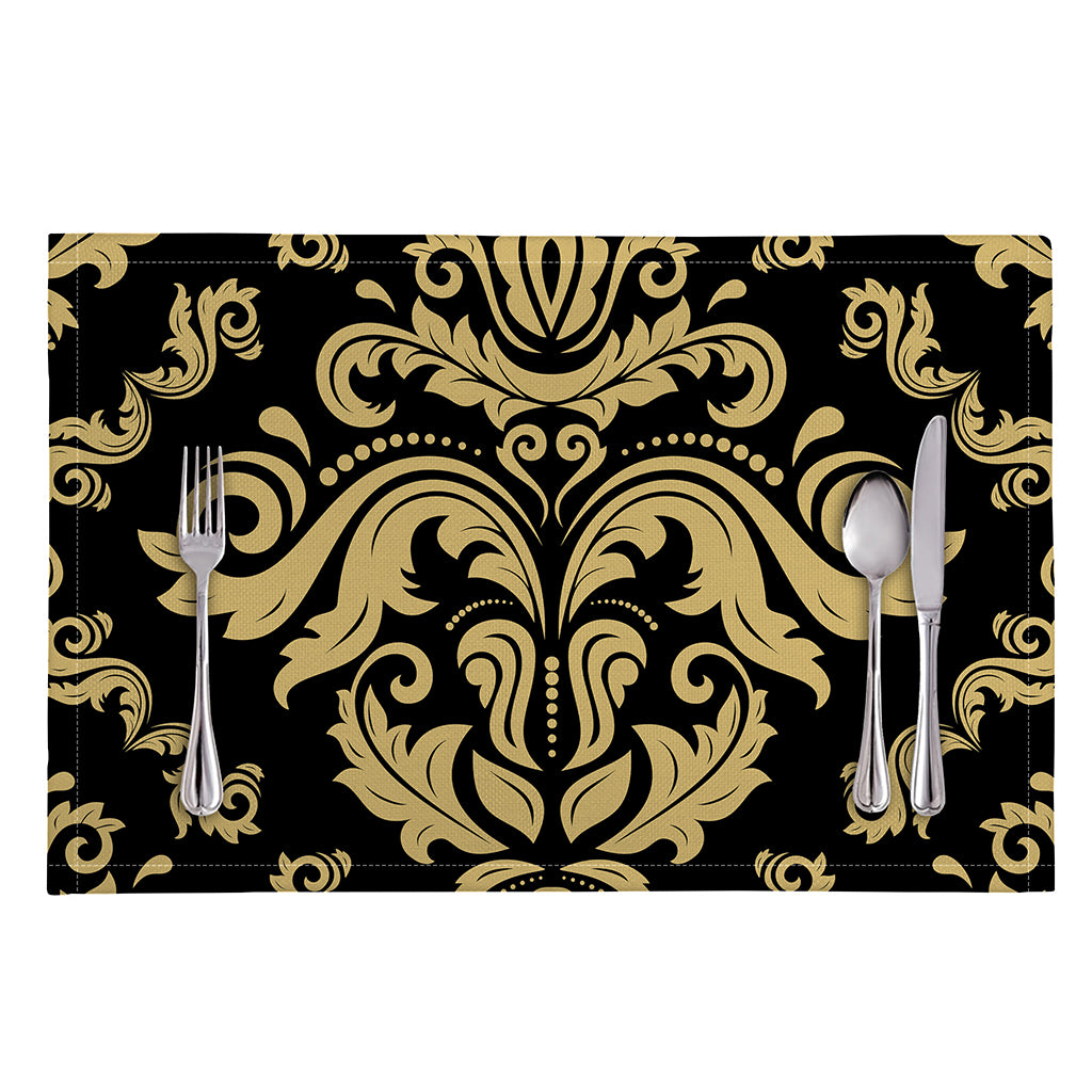 Black And Beige Damask Pattern Print Placemat