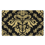 Black And Beige Damask Pattern Print Polyester Doormat