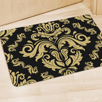 Black And Beige Damask Pattern Print Polyester Doormat
