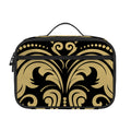 Black And Beige Damask Pattern Print Portable Lunch Bag