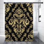 Black And Beige Damask Pattern Print Premium Shower Curtain