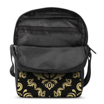 Black And Beige Damask Pattern Print Rectangular Crossbody Bag