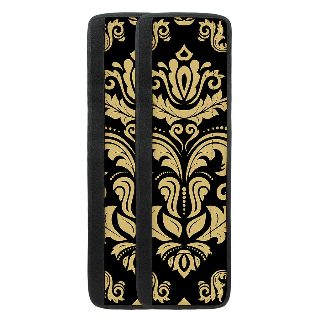 Black And Beige Damask Pattern Print Refrigerator Handle Covers