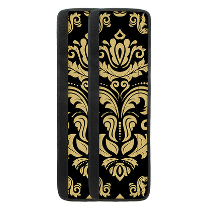Black And Beige Damask Pattern Print Refrigerator Handle Covers