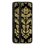 Black And Beige Damask Pattern Print Refrigerator Handle Covers