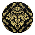 Black And Beige Damask Pattern Print Round Blanket